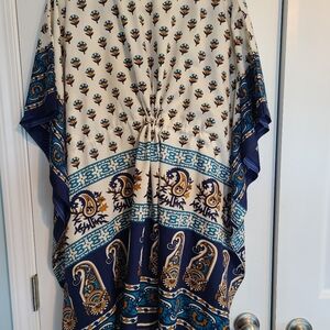Vintage Blue and White Floral Swim Coverup